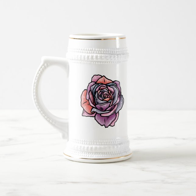 Colored Rose Flower Beer Stein (Left)