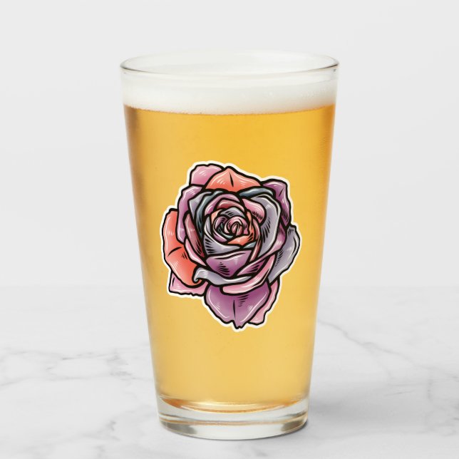 Colored Rose Flower Glass (Front Filled)