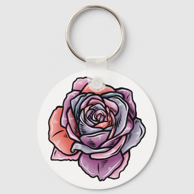 Colored Rose Flower Keychain (Front)