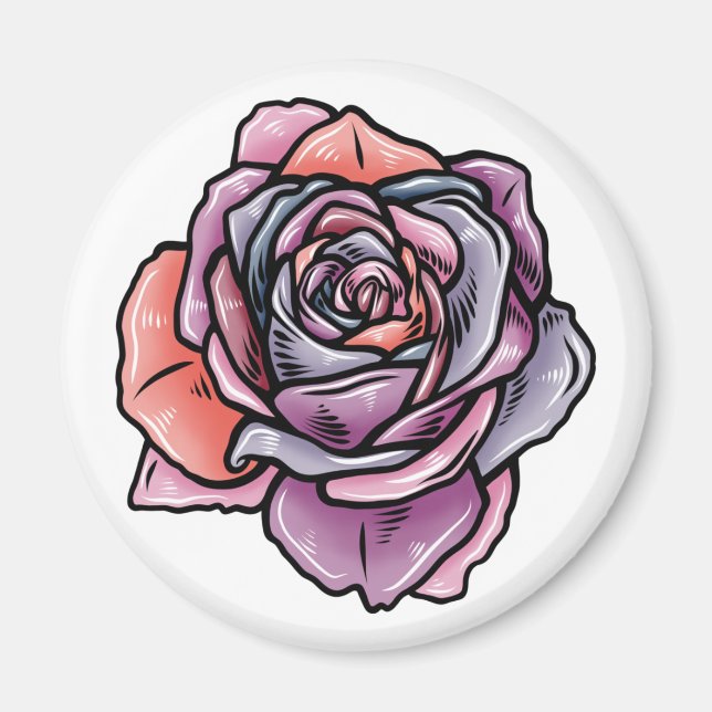 Colored Rose Flower Magnet (Front)