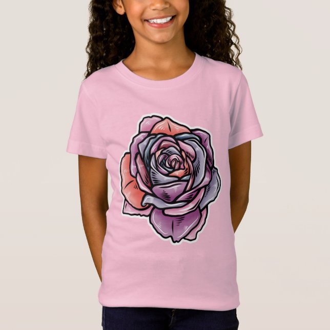 Colored Rose Flower T-Shirt (Front)