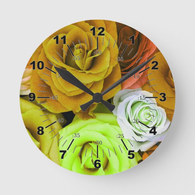 Colored Roses Round Clock (Front)