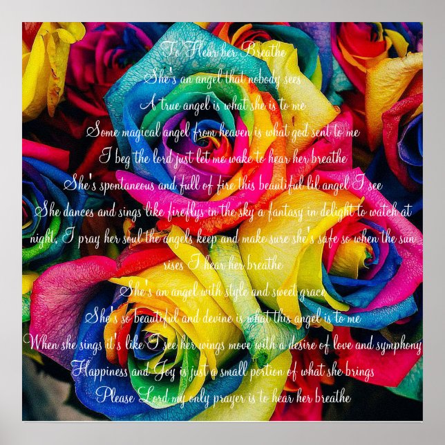 Colored Roses with Poem Poster (Front)