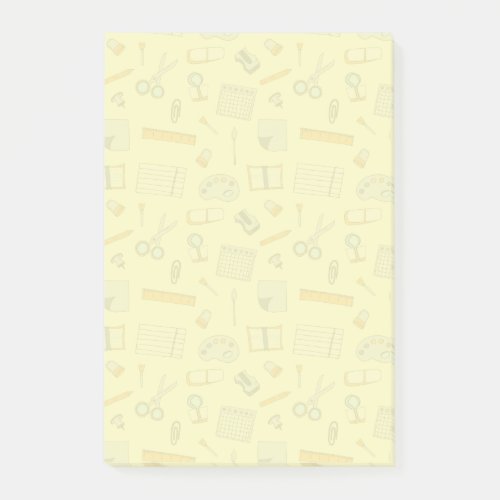 Colored School Supplies Pattern Post_it Notes