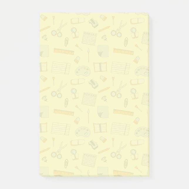 Colored School Supplies Pattern Post-it Notes (Front)