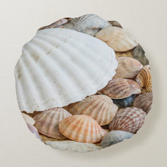 Colored Sea Shells  Round Pillow (Back)