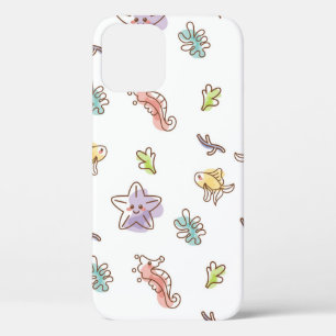 Colored sealife pattern with seastars and fishes v iPhone 12 case