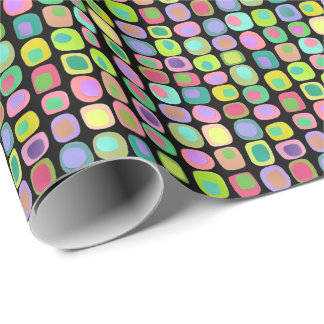 Colored Shapes Black Wrapping Paper