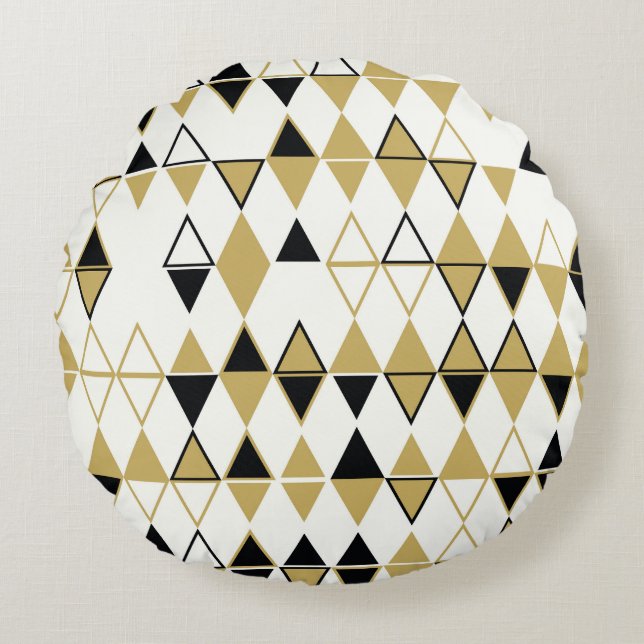 Colored shapes, geometric abstract pattern round pillow (Front)