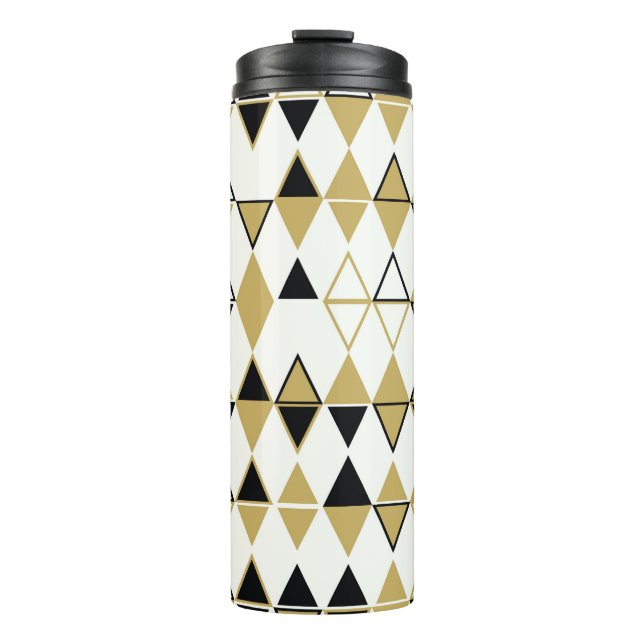 Colored shapes, geometric abstract pattern thermal tumbler (Front)