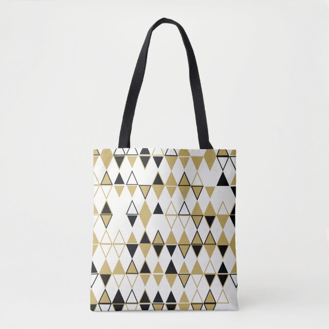 Colored shapes, geometric abstract pattern tote bag (Front)