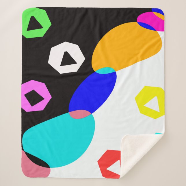 Colored shapes sherpa blanket (Front)