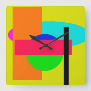 Colored shapes square wall clock