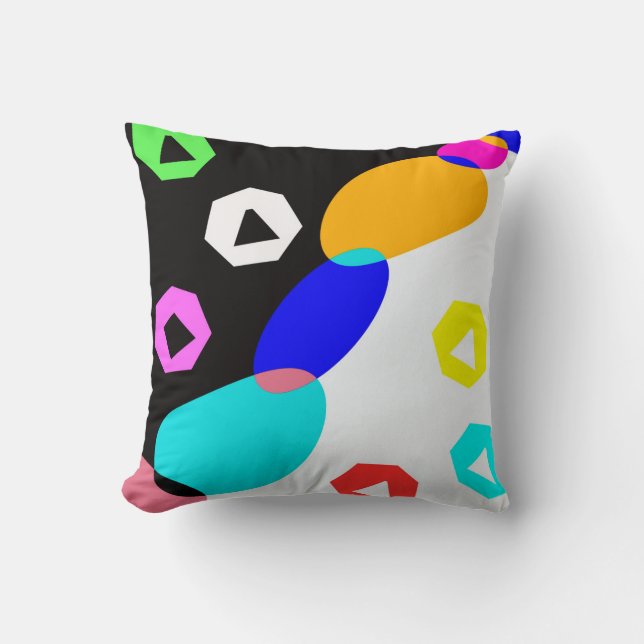 Colored shapes throw pillow (Front)