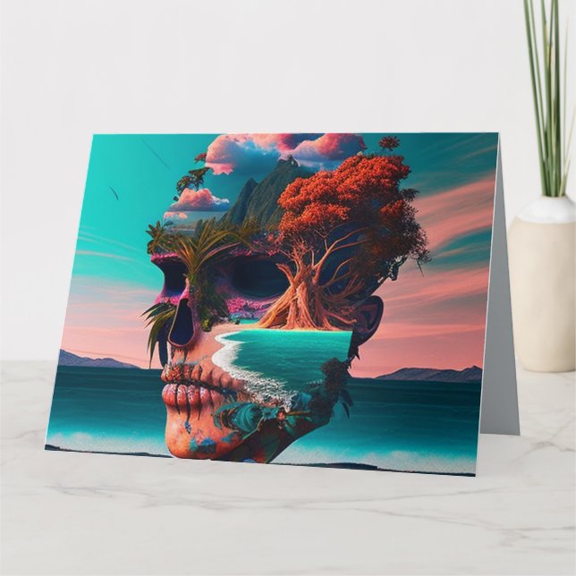 Colored Skull Head Card (Front)