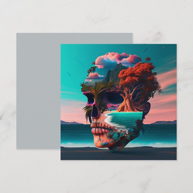 Colored Skull Head Card (Front/Back)