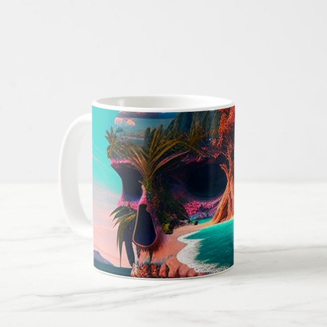 Colored skull head coffee mug (Front Left)