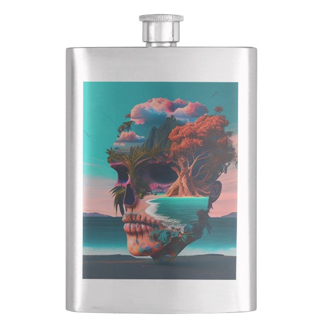 Colored skull head flask (Front)