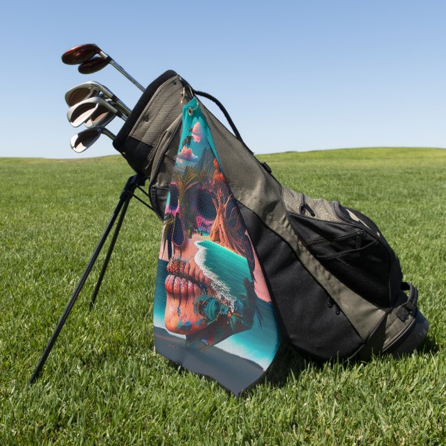 Colored skull head golf towel (Green)