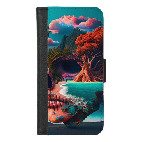 Colored skull head iPhone 87 wallet case