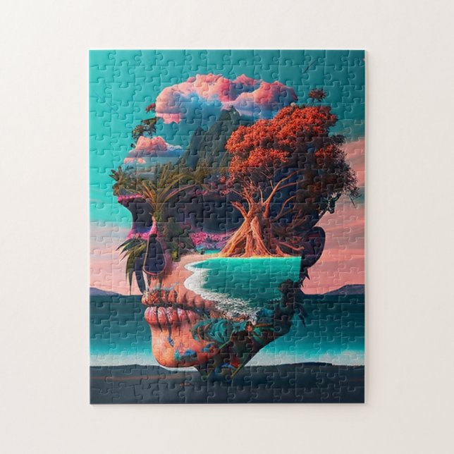 Colored skull head jigsaw puzzle (Vertical)