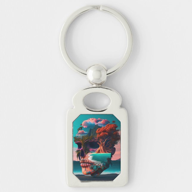 Colored skull head keychain (Front)