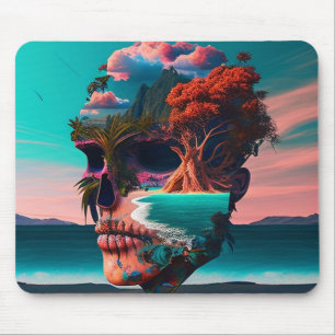 Colored skull head mouse pad