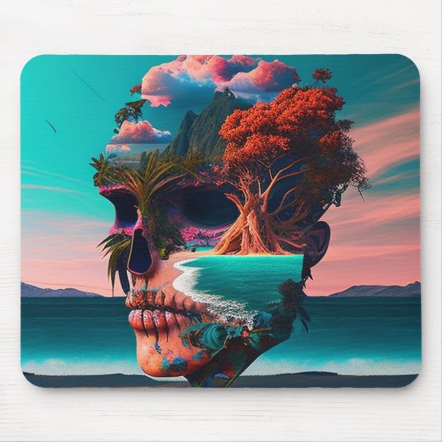 Colored skull head mouse pad (Front)