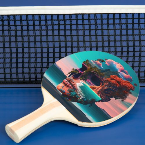 Colored skull head ping pong paddle