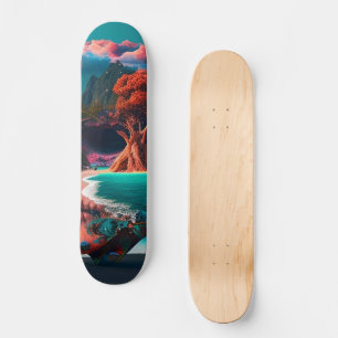 Colored skull head skateboard