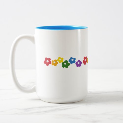 Colored Small Flowers Row Two_Tone Coffee Mug