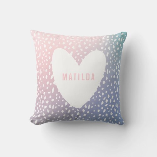 Colored spot print with heart personalized throw pillow