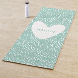Colored spot print with heart personalized yoga mat