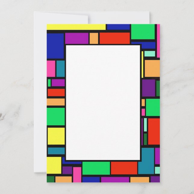 Colored Squares Border 1 Invitation (Front)