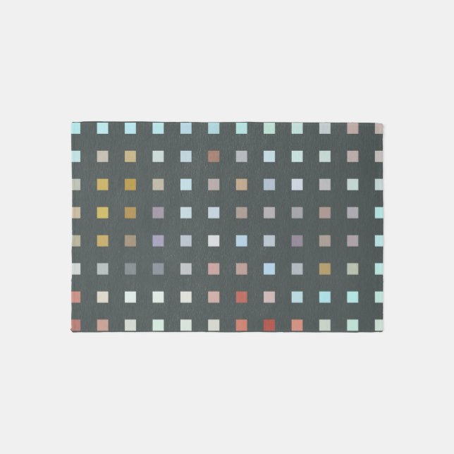 Colored Squares on Gray Green Rug (Front)