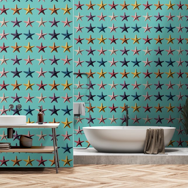 Colored starfish wallpaper  (Bathroom)