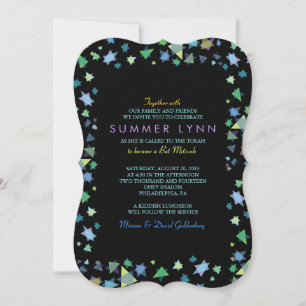 COLORED STARS Bar Bat Mitzvah Invitation