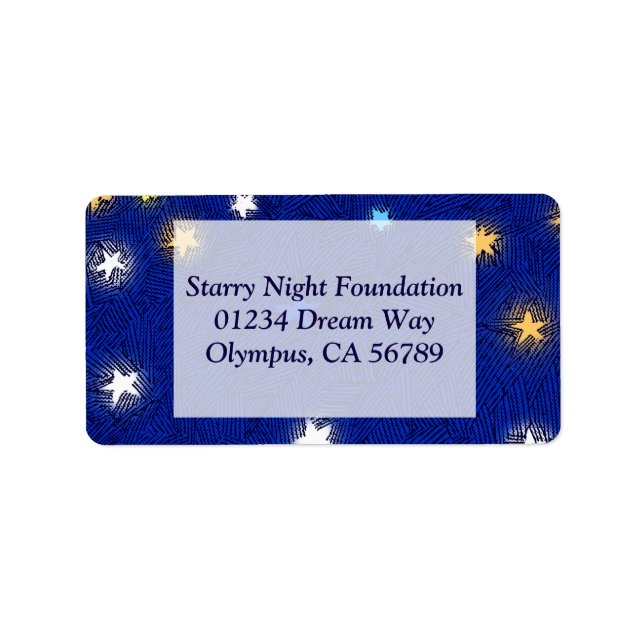 Colored Stars Etching Custom Address Label (Front)