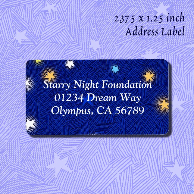 Colored Stars Etching Custom Address Label (Colored Stars Etching Custom Large Address Label)