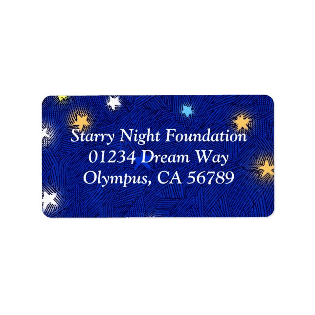 Colored Stars Etching Custom Address Label (Front)