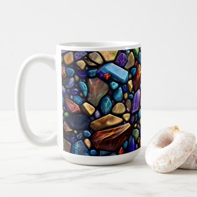 Colored Stone Mosaic Pattern Coffee Mug (With Donut)
