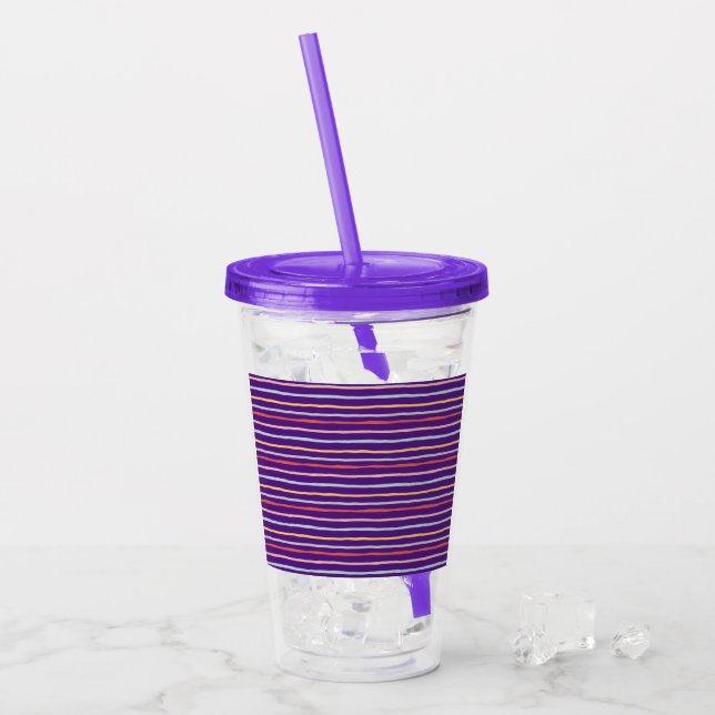 Colored Striped Lines Acrylic Tumbler (Front Ice)