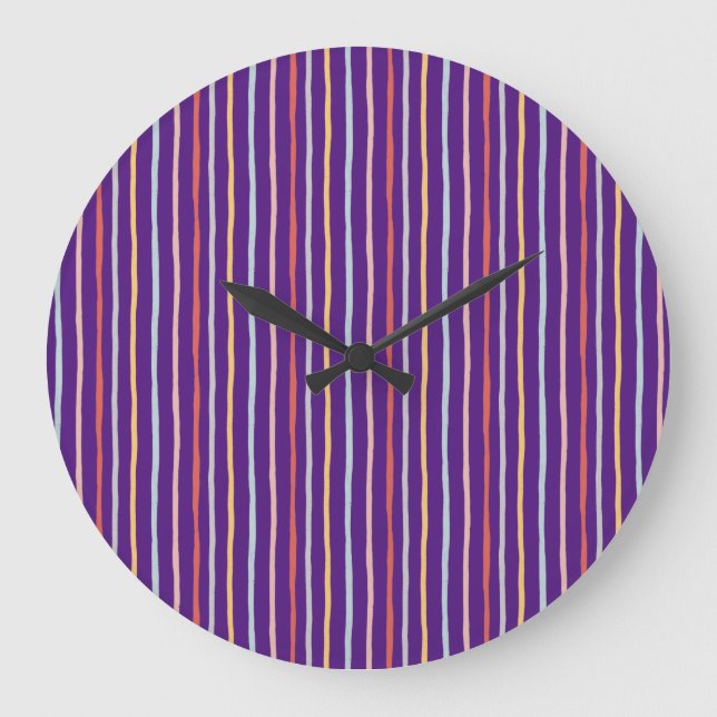 Colored Striped Lines Large Clock (Front)