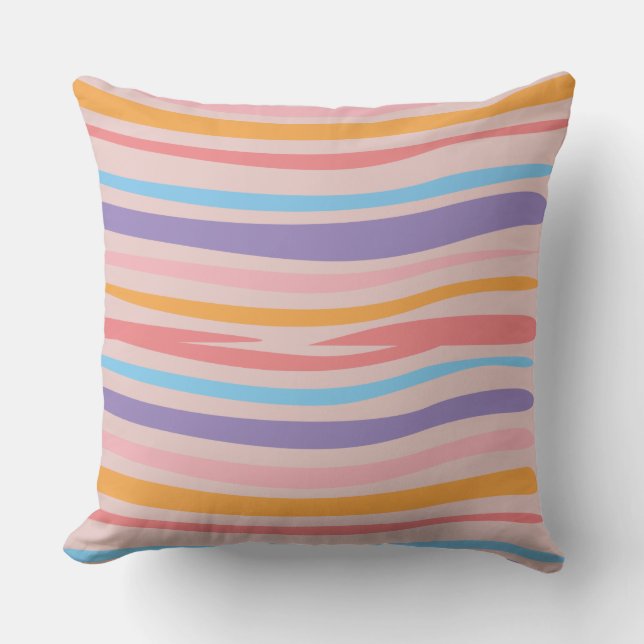 Colored Stripped Throw Pillow (Front)