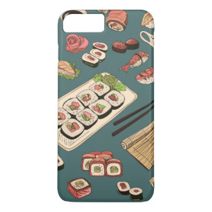 Colored Sushi and rolls seamless pattern,excellent iPhone 8 Plus/7 Plus Case