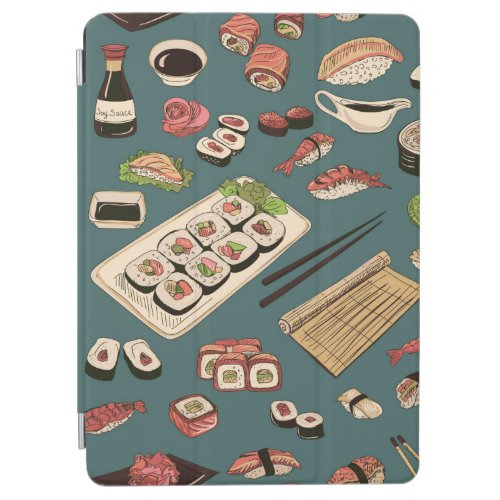 Colored Sushi and rolls seamless patternexcellent iPad Air Cover
