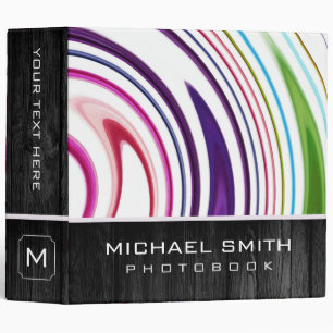 Colored Swirl Abstract Photo Books Wood Look Binder