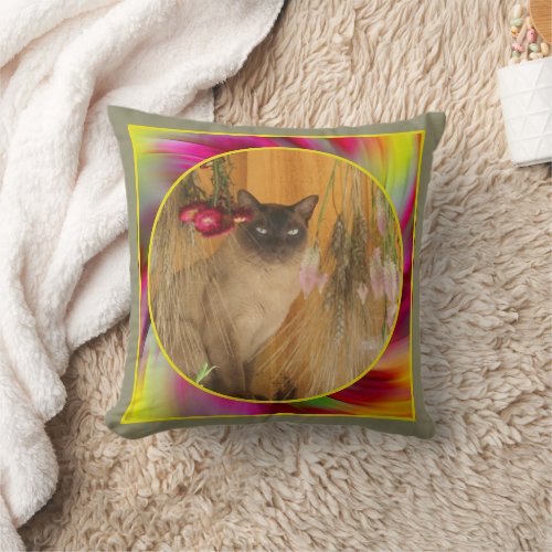 Colored Swirls Frame Create Your Own Photo Throw Pillow