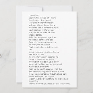 Colored Tears Poem Card