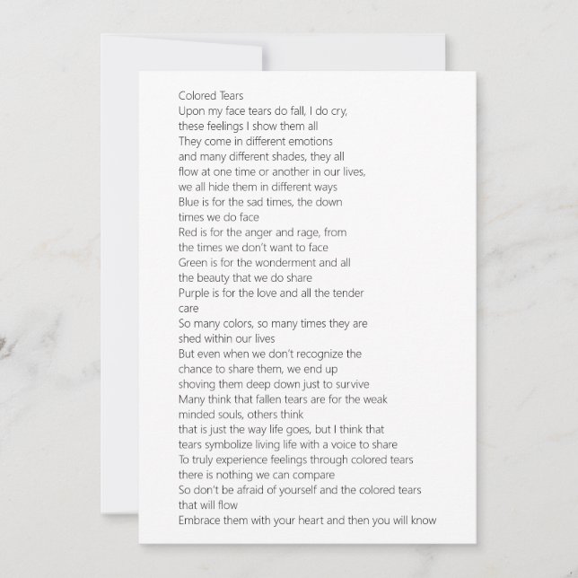 Colored Tears Poem Card (Front)